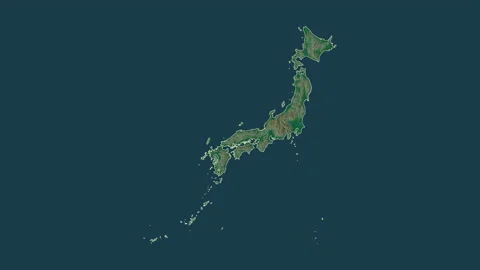 Japan Map - Cartoon. Regions. Physical. 