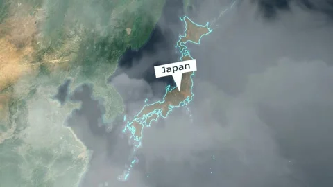 Japan Map - Clouds Effect Stock Footage 267366326