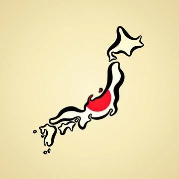 Japan - Map colored with flag Stock Illustration