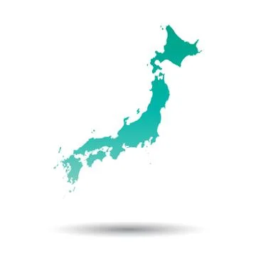 Japan map. Colorful turquoise vector illustration on white isolated backgroun Stock Illustration