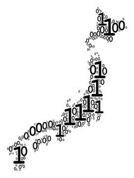 Japan Map Composition of Binary Digits Illustrazione stock