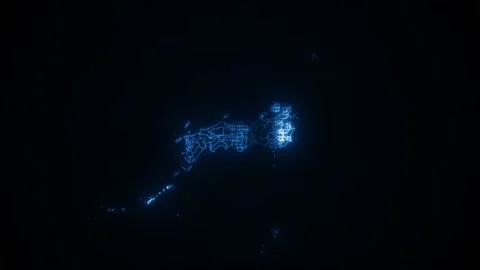 Japan Map Cyber Technology Showing Up Intro By Regions 스톡 동영상 143769609