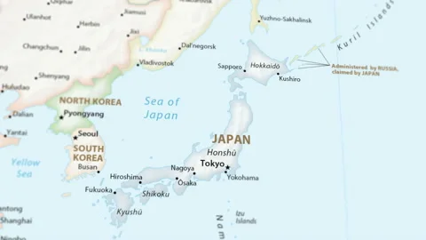 Japan on a Map with Defocus (4K) Stock Footage 101776070
