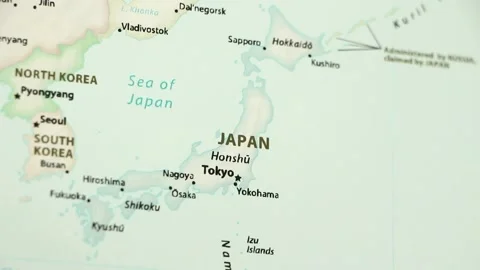 Japan on a Map (with Defocus) Stock Footage 89715455