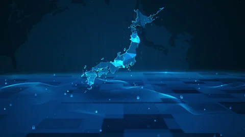 Japan Map Digital Number Code Business Security Technology Background Stock-Footage 339046671