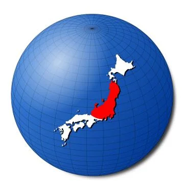Japan map flag on abstract globe illustration Stock Illustration