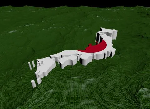 Japan map flag in abstract ocean of binary illustration Stock Illustration