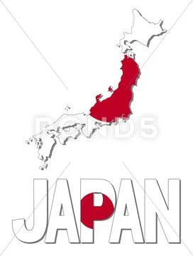 Japan map flag and text illustration Stock Illustration