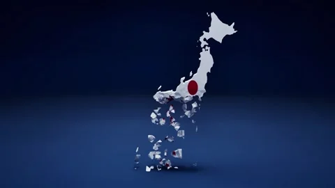 Japan Map With Flag Stock Footage 324776038