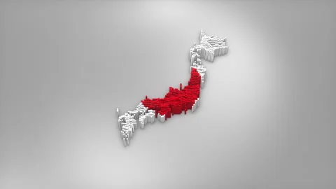 Japan Map with Flag Intro Background Stock Footage 315160931