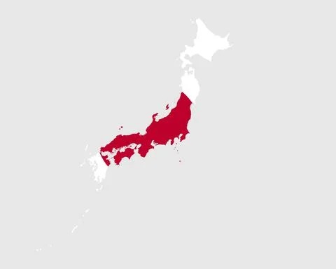 Japan Map Flag. Map of Japan with the Japanese country banner Stock Illustration