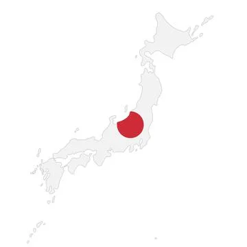Japan map flag. Map of Japan with red circle national flag vector illustrat.. Stock Illustration