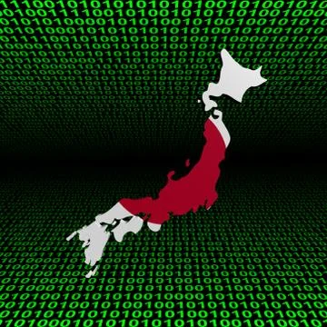 Japan map flag over binary background illustration Ilustração Stock
