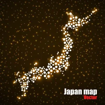 Japan Map of glowing circles. Vector illustration. Ilustração Stock