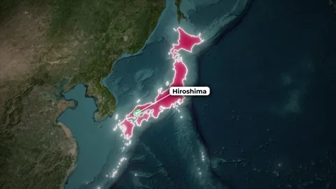 Japan Map with Hiroshima Location Highlighted on World Map Stock Footage 325738237