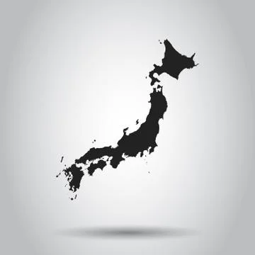 Japan map icon. Flat vector illustration. Japan sign symbol with shadow on wh Stock Illustration