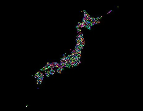 Japan map. Isolated on black background. Vector illustration. Stock Illustration