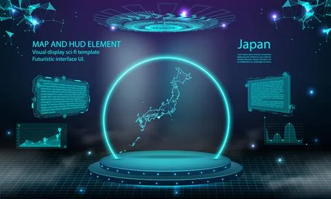 Japan map light connecting effect background. abstract digital technology U.. Stock Illustration