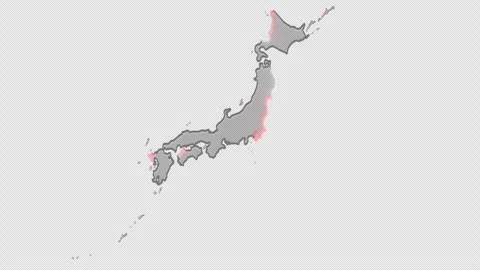 Japan Map in Liquid Glass - Seamless 4K Loop with Alpha Channel Stock Footage 346538805