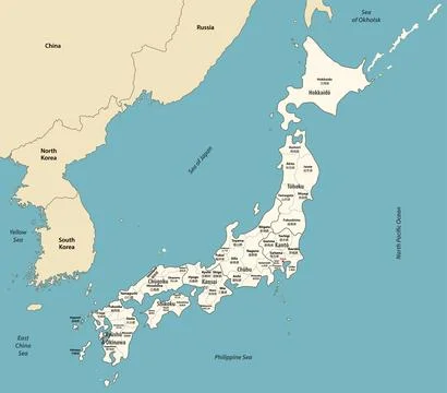 Japan map with neighbouring countries. Vector illustration Stock Illustration