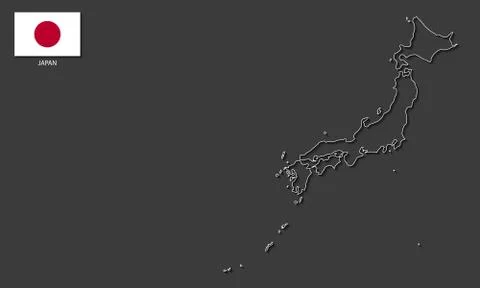 Japan Map Outline (White thin line) イラスト素材
