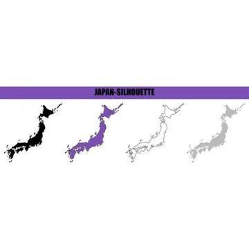 Japan map outlines in solid filled and line styles with polka dot pattern d.. Stock Illustration