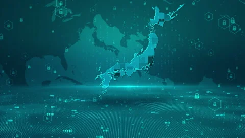 Japan Map Password Security Digital Business Technology Background Stock Footage 339044435