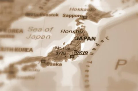 Japan on a map Stock Photos
