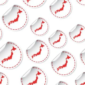 Japan map sticker seamless pattern background. Business concept label pictogr 스톡 일러스트