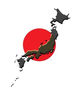 Japan map vector with the japanese flag Stock Illustration