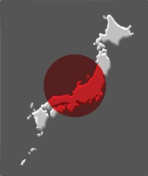 Japan map vector with the japanese flag Stock Illustration