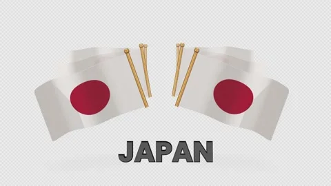 Japan Minimal 3D Two Flags Love Heart Loop Transparent Stock Footage 319437440