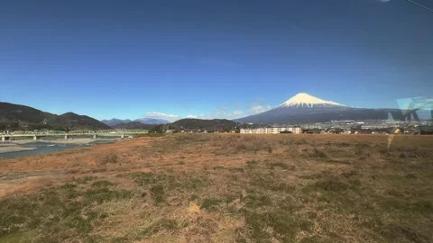 Japan Mount Fuji Wide View from Train Window Stock Footage 343033485