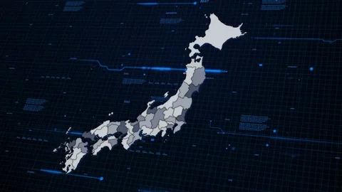 Japan network map Stock Footage 87977787