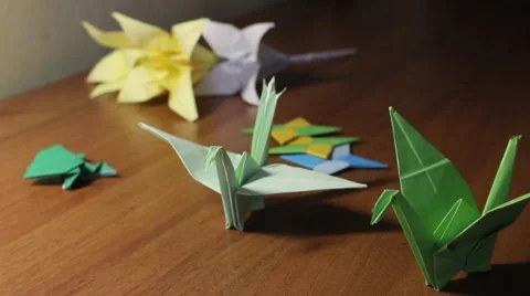 Japan Origami. Figures. Stock-Footage 46441405