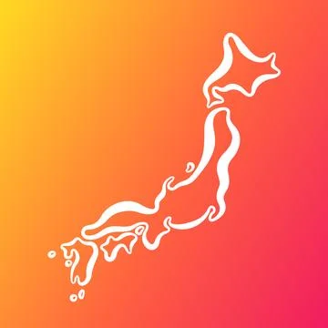 Japan - Outline Map on Gradient Background Stock Illustration
