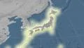 Japan outlined and glowed. Neighbourhood. Elevation 4k or 4k+ Resolution