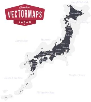 Japan Political Map - Vector Essentials Stock Illustration