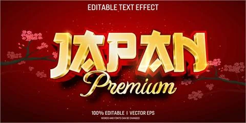 Japan premium vector 3d text effect with modern style design Stock Illustration