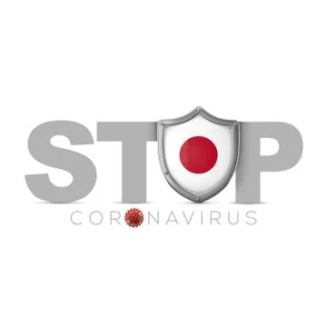 Japan protective shield. Stop coronavius concept. 3D Render Stock Illustration