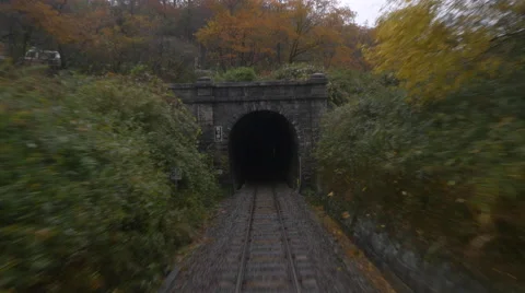 Japan Rail Kansai Line Train Passing Through Tunnel Stock Footage