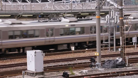 Japan Rail Train Passes Through Kyoto Station (2) Stock Footage 100572110
