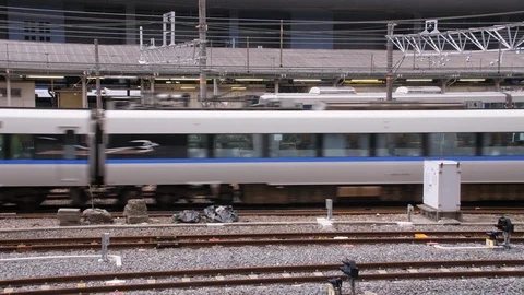 Japan Rail Train Passes Through Kyoto Station (1) Stock Footage 100572136
