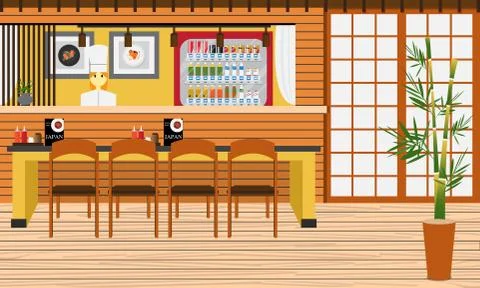 Japan restaurant interior 1 Stock Illustration