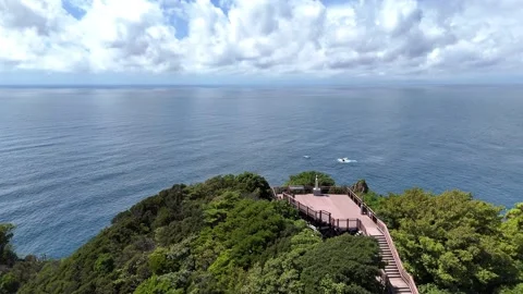 Japan Sightseeing | Cape Tip | Summer Sky - 4K Aerial Video Stock Footage 328983113