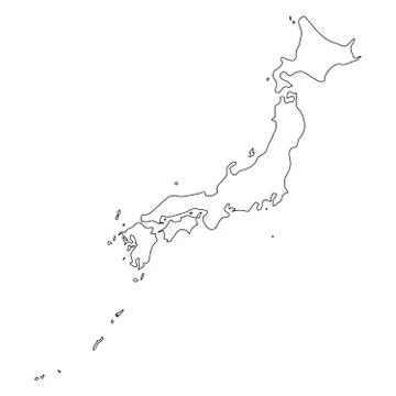 Japan - solid black outline border map of country area. Simple flat vector イラスト素材