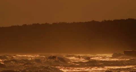 Japan Surf Scene at Sunset Stock Footage 317424398
