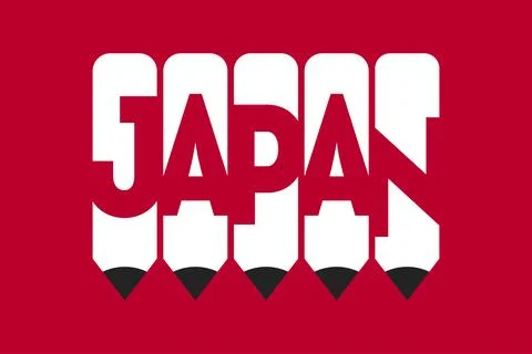 Japan text with Pencil symbol creative ideas design Illustrazione stock