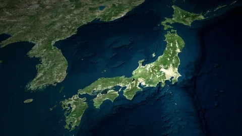 Japan topographic map  elevation, relief Stock Footage 126647705