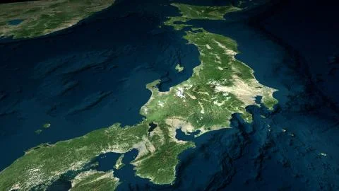 Japan topographic map  elevation, relief Stock Illustration